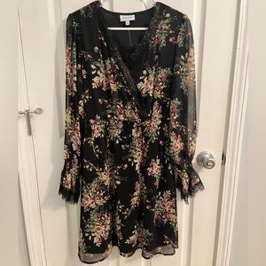Black with floral and lace medium dresss